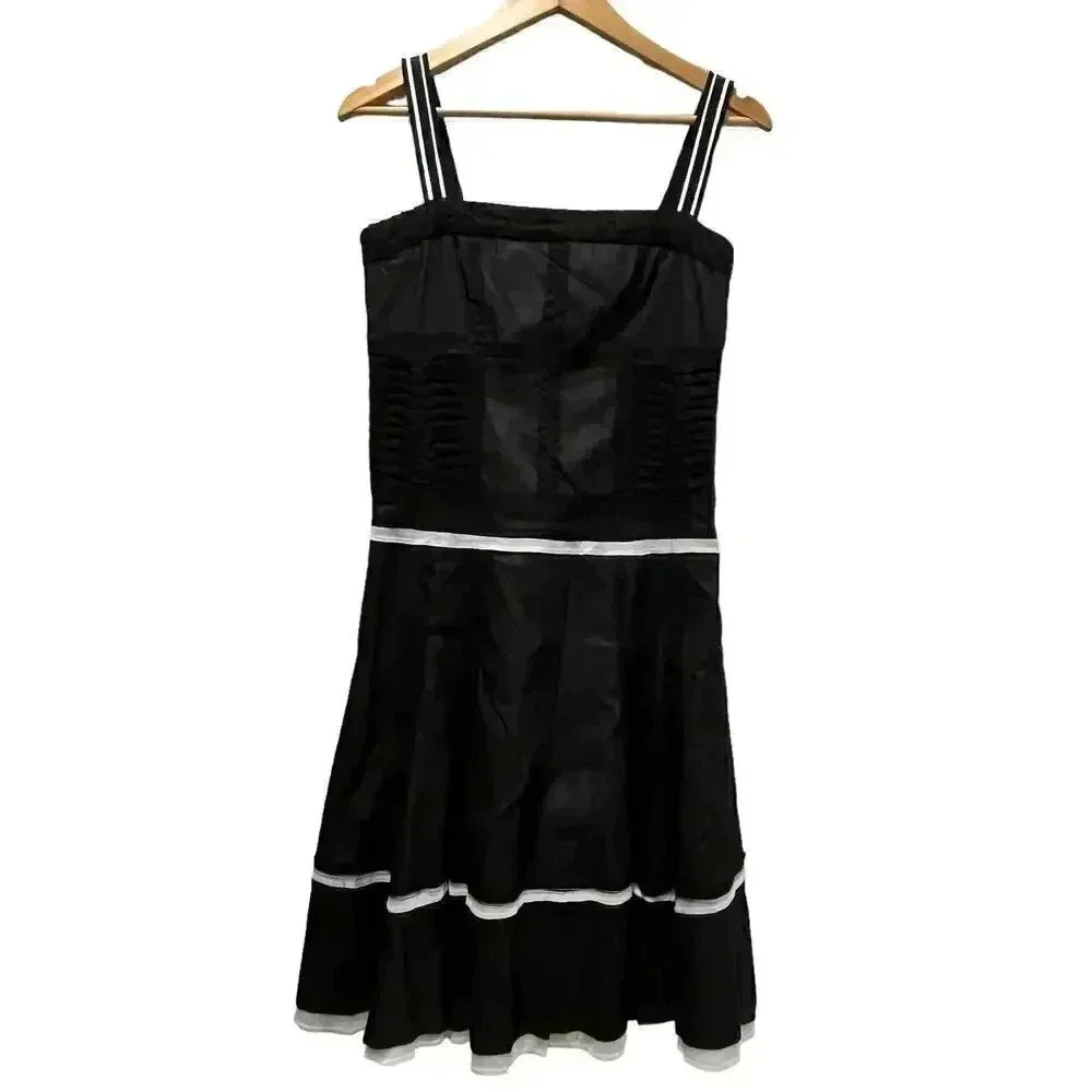 Cynthia Steffe Black Fit & Flare Cotton Dress Women's Small‎ Made in USA